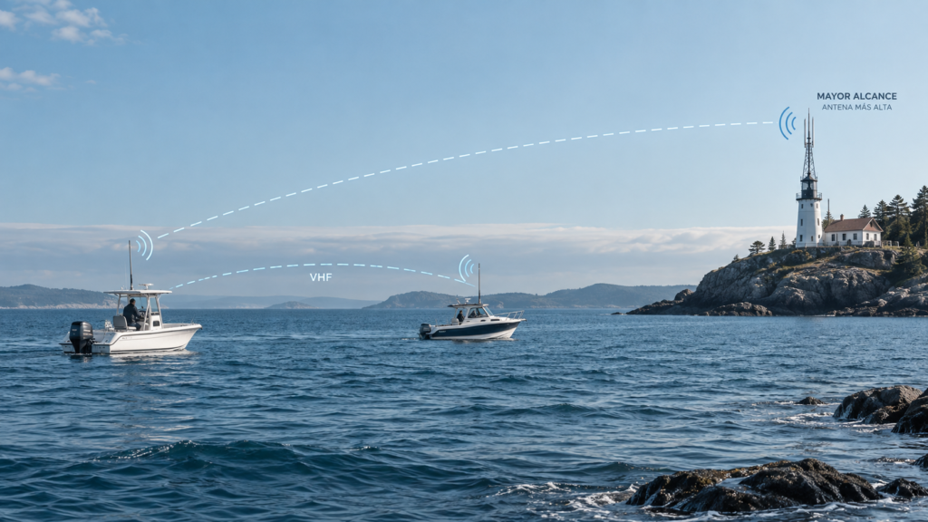 Alcance de una radio VHF marina según la altura de las antenas