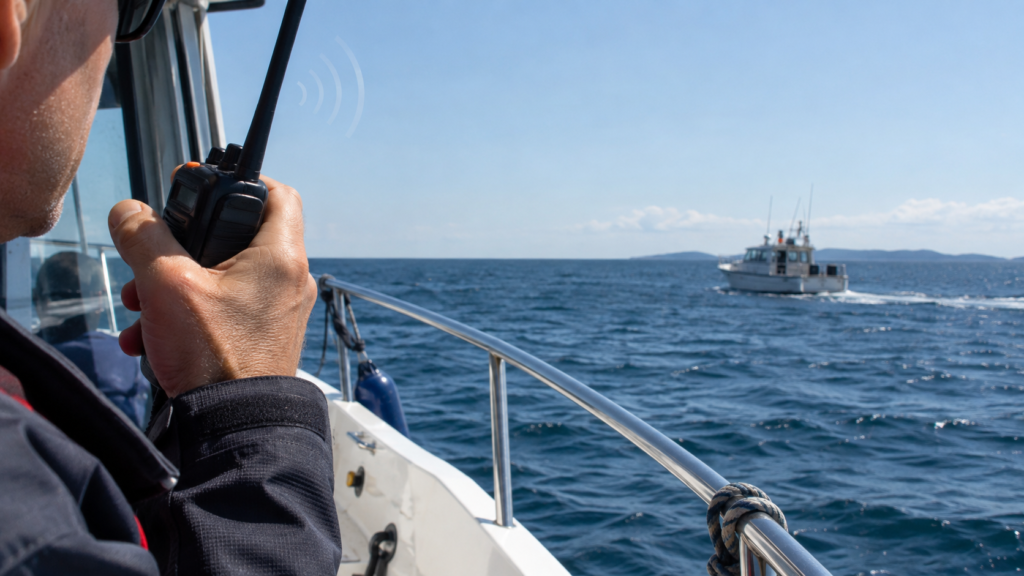 Radio VHF marina utilizada para comunicación identificada mediante MMSI
